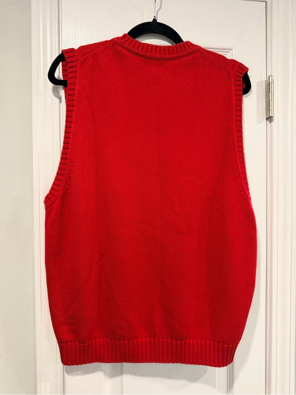 L.L.Bean Size M Red 100% Cotton V-Neck Sweater Vest Preppy Classic Holiday - Picture 3 of 8